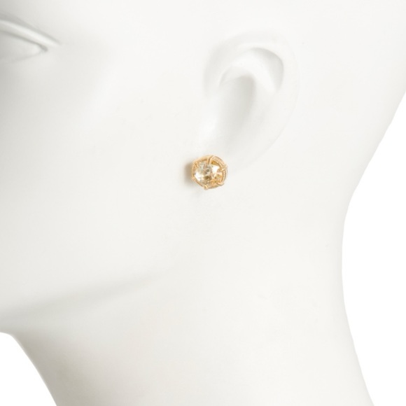 NWT Judith Ripka 14K Gold Clad Canary Crystal Eclipse Stud Earrings - Picture 9 of 11